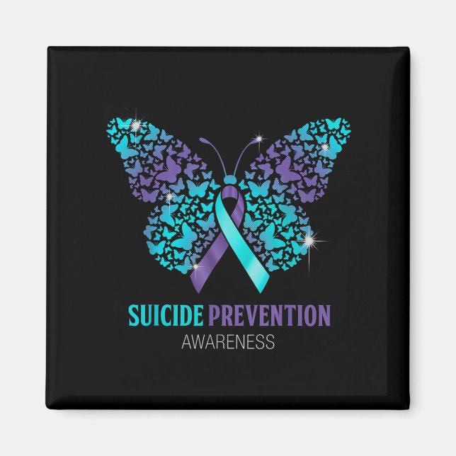 Aimant Teal And Purple Butterfly Suicide Prevention Aware (Devant)