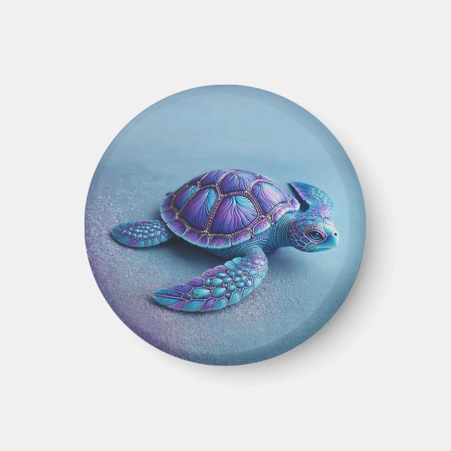 Aimant Teal Blue Purple Turtle Colorful Sea Turtle (Devant)
