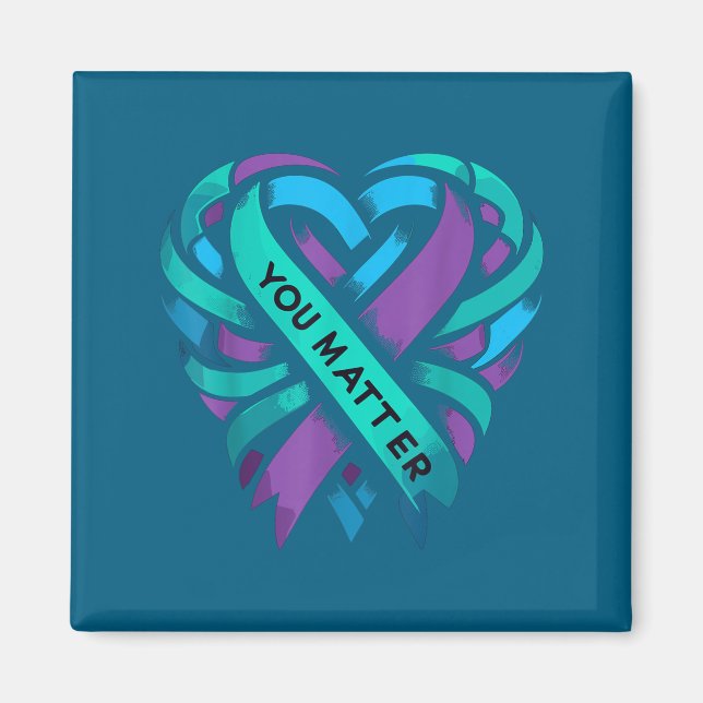 Aimant Teal Purple Heart You Suicide Prevention Awareness (Devant)