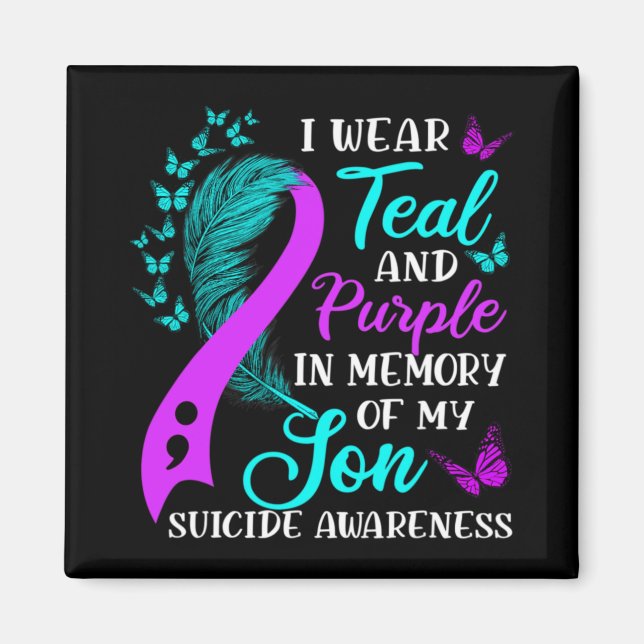 Aimant Teal Purple In Memory Of My Son Suicide Awareness  (Devant)