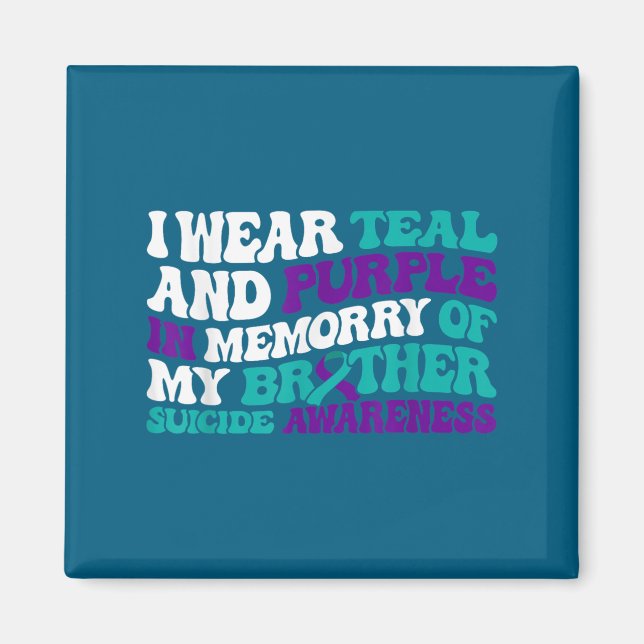 Aimant Teal Purple Ribbon Suicide Awareness Brother Aware (Devant)