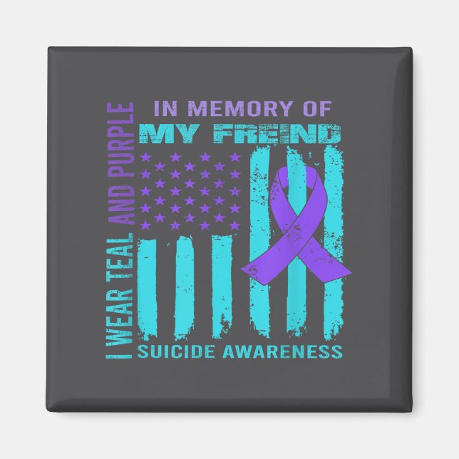 Aimant Teal Purple Ribbon Suicide Awareness Flag Freind B (Devant)
