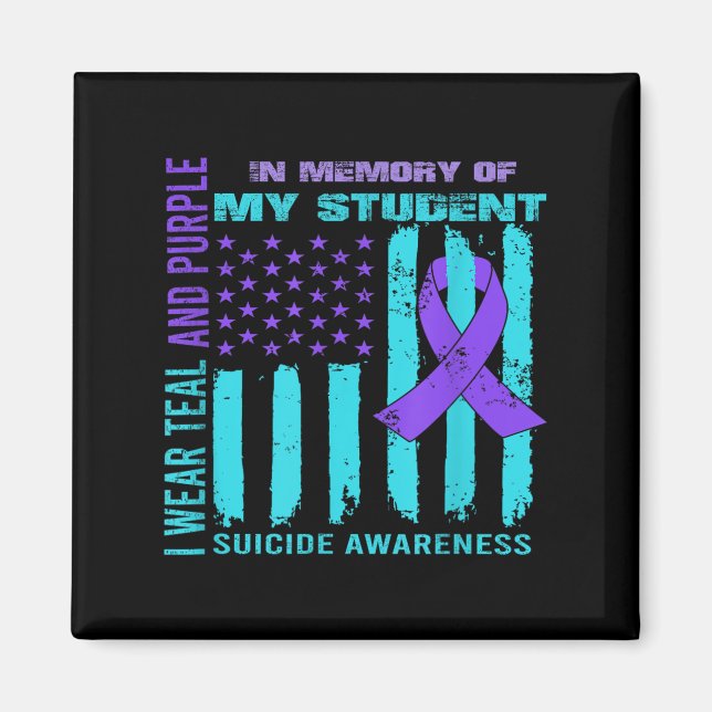 Aimant Teal Purple Ribbon Suicide Awareness Flag Student  (Devant)