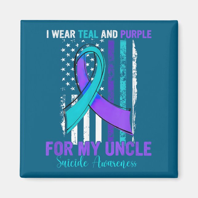 Aimant Teal Purple Ribbon Suicide Awareness Flag Uncle  (Devant)