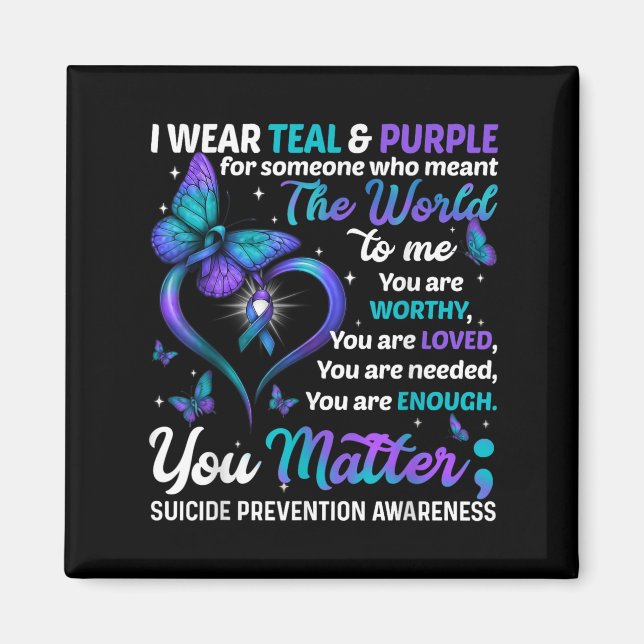 Aimant Teal Purple You Suicide Prevention Awareness Month (Devant)
