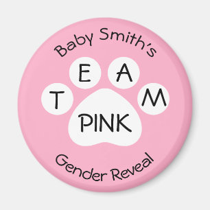 Aimant Team Pink Empreinte de patte Gender Revela