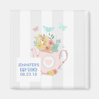 Teapot rose avec Baby shower Fleurs & Papillons