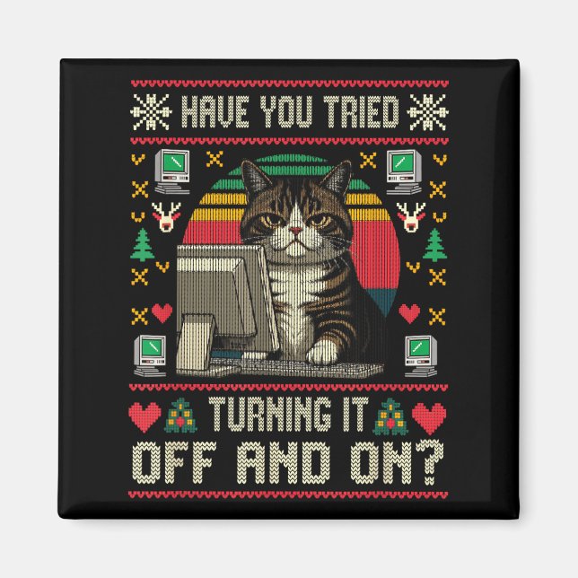 Aimant Tech Suprts Cat Ingénieur Ordinateur T-shirt de No (Devant)