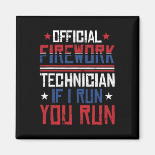Aimant Technicien en feux d'artifice 4 juillet drôle Usa 