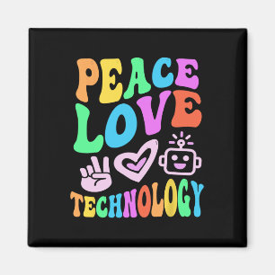 Aimant TECHNOLOGIE D'AMOUR DE PAIX vintage Retro Informat