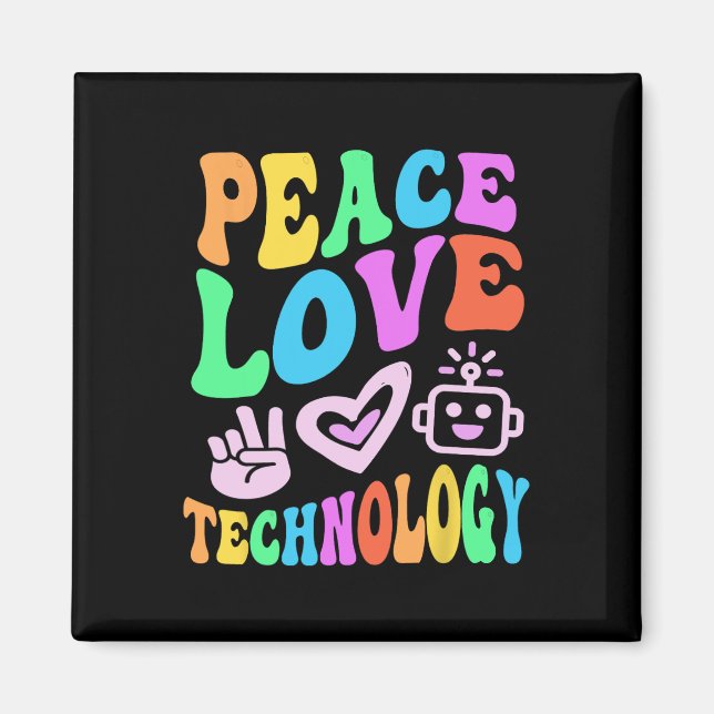 Aimant Technologie vintage Peace Love Retro Computer Teac (Devant)