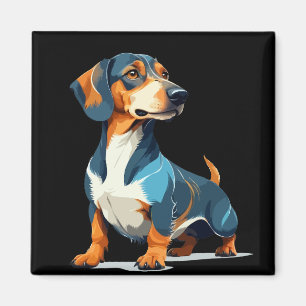 Aimant Teckel Vector Art avec des couleurs vives