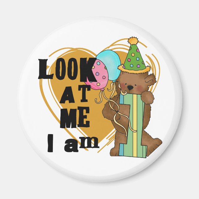 Aimant Teddy Bear I'm 1 Anniversaire T-shirts et cadeaux (Devant)