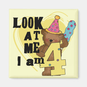 Aimant Teddy Bear I'm 4 Anniversaire Tshirts and Gifts