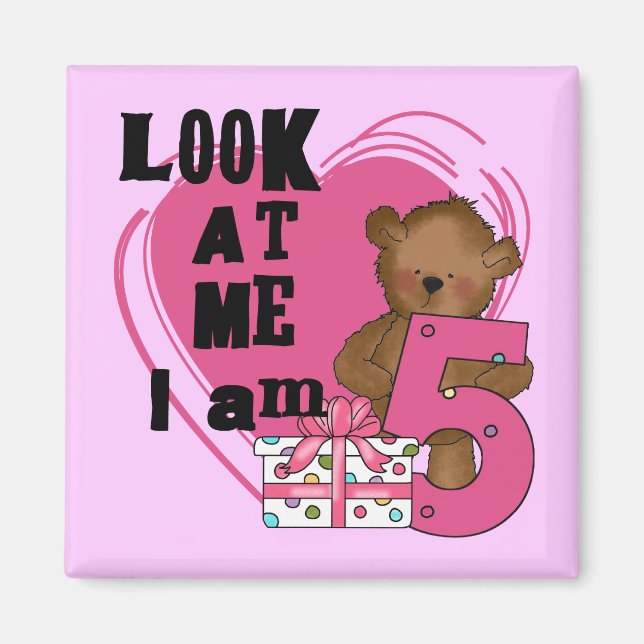 Aimant Teddy Bear I'm 5 Anniversaire T-shirts et cadeaux (Devant)