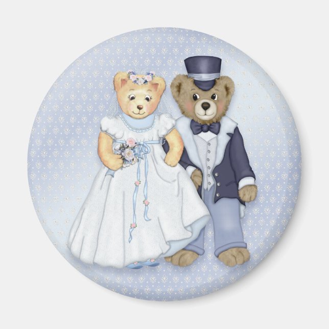 Aimant Teddy Bear Mariage - Personnaliser (Devant)