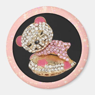 Aimant Teddy ours dormir beauté brillant diamant mignon