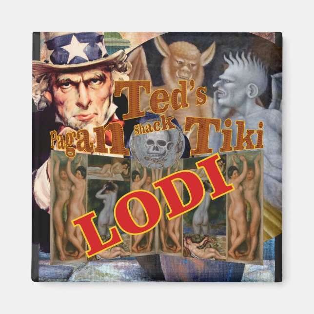 Aimant Ted's Pagan Tiki Shack Bar Enoteca Lodi Californie (Devant)