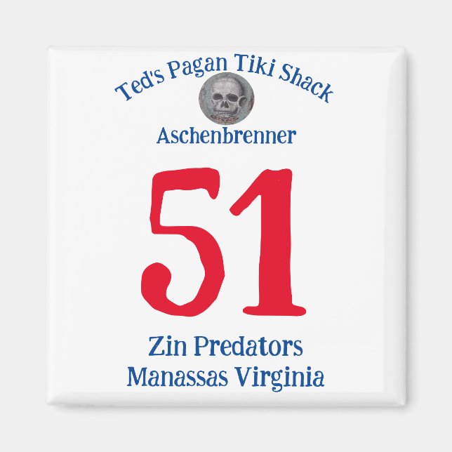 Aimant Ted's Pagan Tiki Shack Zin Predators Manassas VA (Devant)