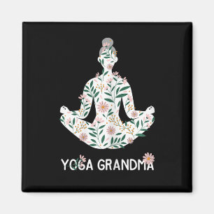 Aimant Tee de méditation de grand-mère de yoga amateur de
