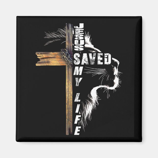Aimant Tee Jésus-Christ a sauvé la vie Cadeau (Devant)