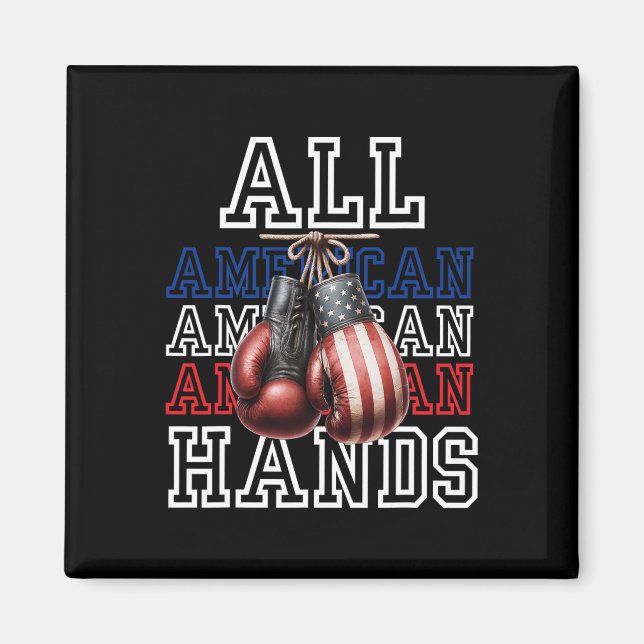 Aimant Tee-shirt All American Hands Drapeau Usa Gants de  (Devant)