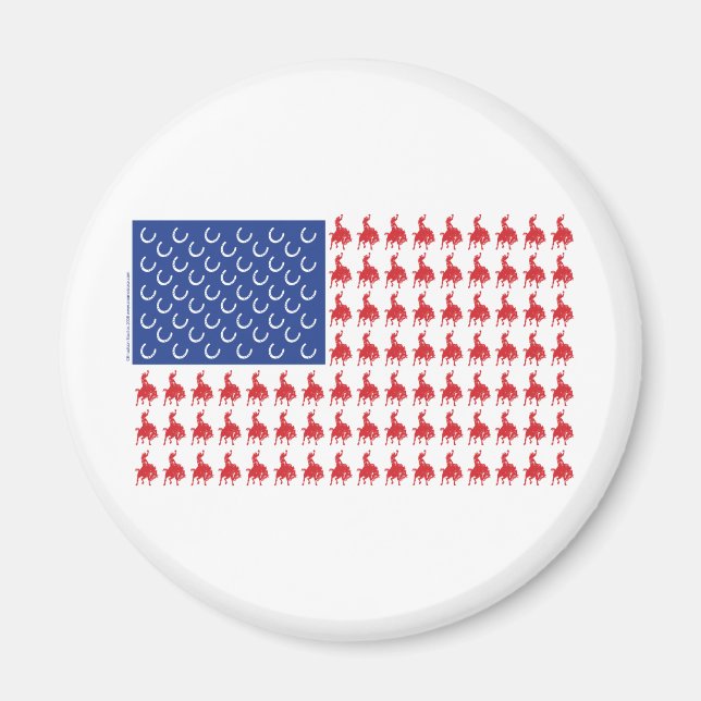 Aimant Tee-shirt Cowboy-Cavalier-Drapeau (Devant)