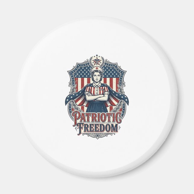 Aimant Tee-shirt graphique vectoriel infirmière patriotiq (Devant)