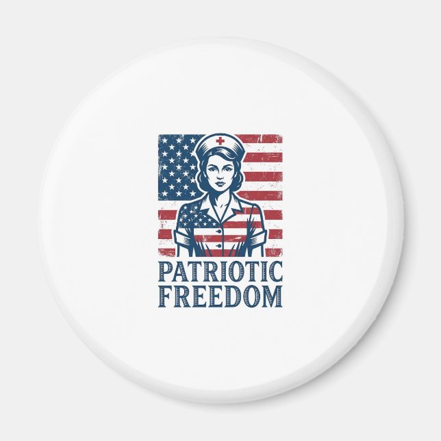 Aimant Tee-shirt graphique vectoriel infirmière patriotiq (Devant)