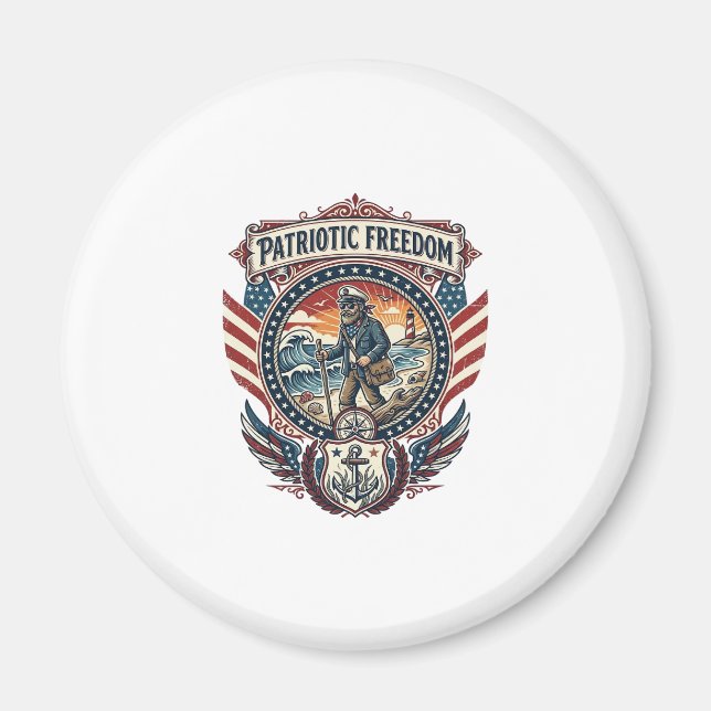 Aimant Tee-shirt graphique vectoriel Patriotic Beachcombe (Devant)