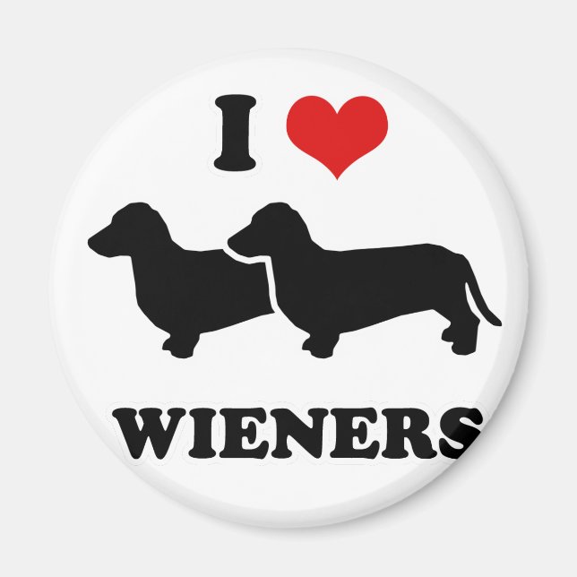 Aimant Tee - shirts WIENER DOG - "J'aime mes viennoiserie (Devant)