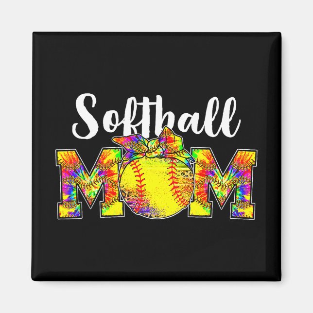Aimant Tee Softball Maman Tee Softball Jour Vibes Mothe (Devant)