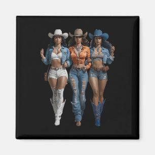 Aimant Tee Western Cowgirl noire Rodeo Country Femmes Jui