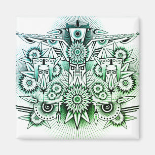 Aimant Teinte verte dessin tribal