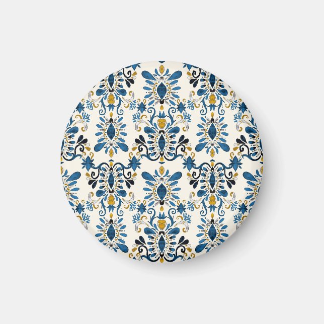 Aimant teinture à cravate Ikat, aquarelle tribale (Devant)