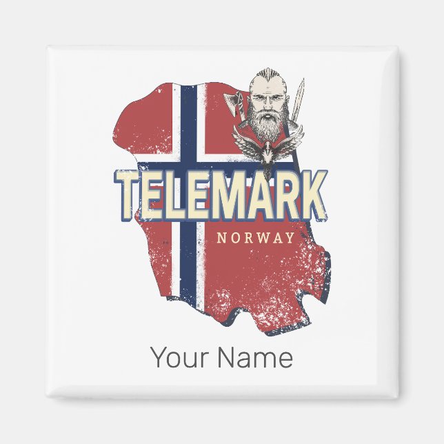 Aimant Telemark Norvège Province Carte Souvenir Vintage (Devant)