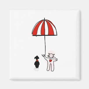 Aimant Téléphone papier peint chat chien parapluie chien