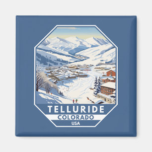 Aimant Telluride Colorado Winter Travel Art Vintage