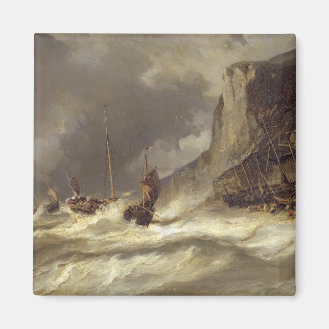 Aimant Tempête sur la côte à Etretat, Normandie, 1851 (Devant)