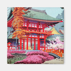 Aimant Temple rouge japonais cool Printemps Asano Takeji