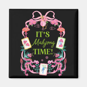 Aimant Temps de mahjong coquette nœud esthétique joueuse 