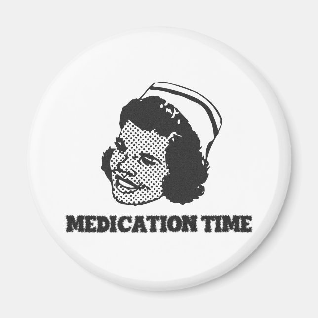 Aimant Temps de médicaments Funny Nurse Parodie Humour (Devant)
