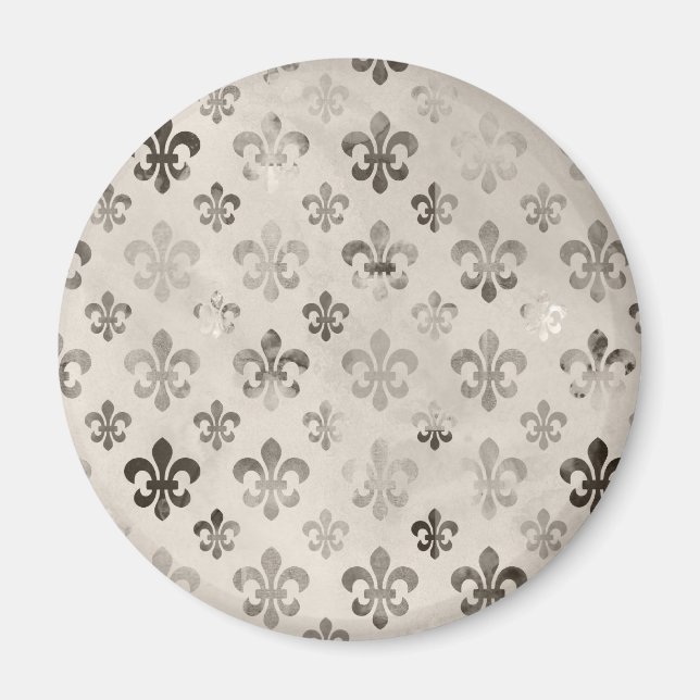 Aimant Tendance Argent Gray Fleur De Lis Motif (Devant)