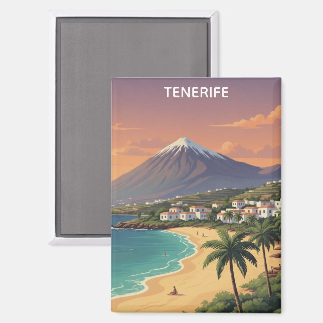 Aimant Tenerife Mount Teide Canary Island Vintage Travel (Recto/Verso)