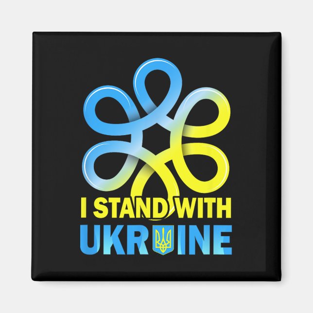 Aimant Tenez-vous avec le drapeau ukrainien Anti-Poutine  (Devant)