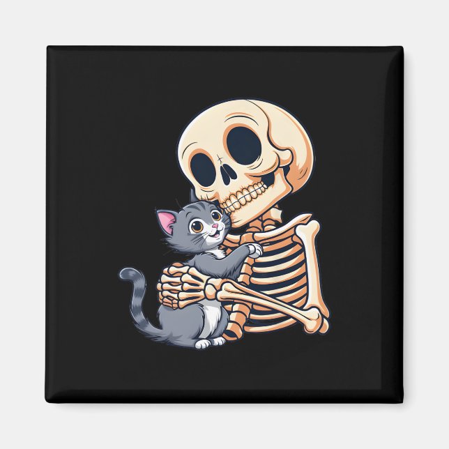 Aimant Tenir Un Chat Cute Halloween Costume Crâne Chat (Devant)