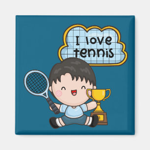 Aimant Tennis Boy joue au tennis