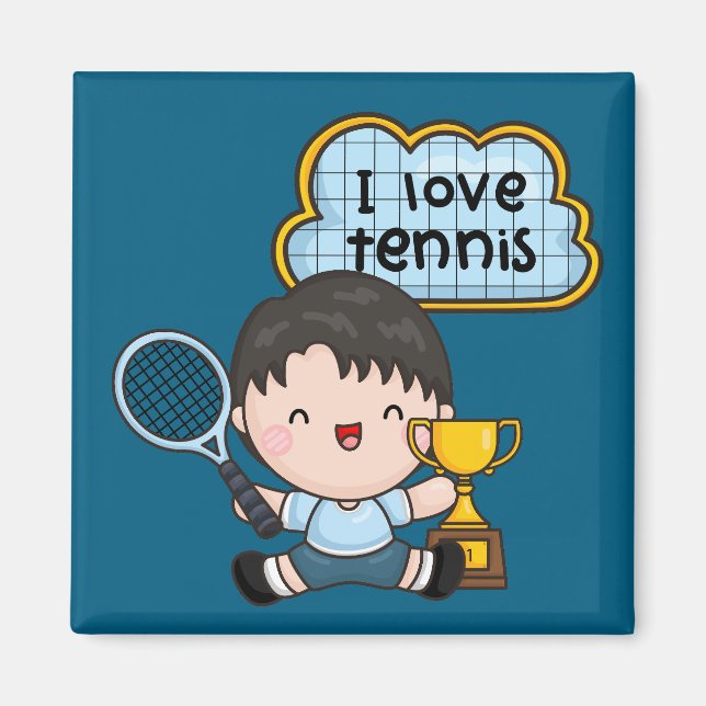 Aimant Tennis Boy joue au tennis (Devant)
