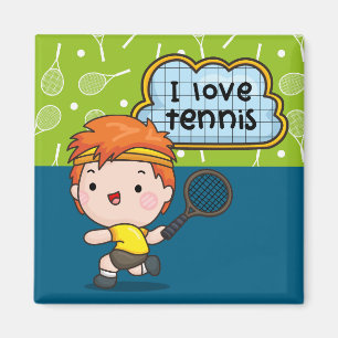 Aimant Tennis Boy joue au tennis
