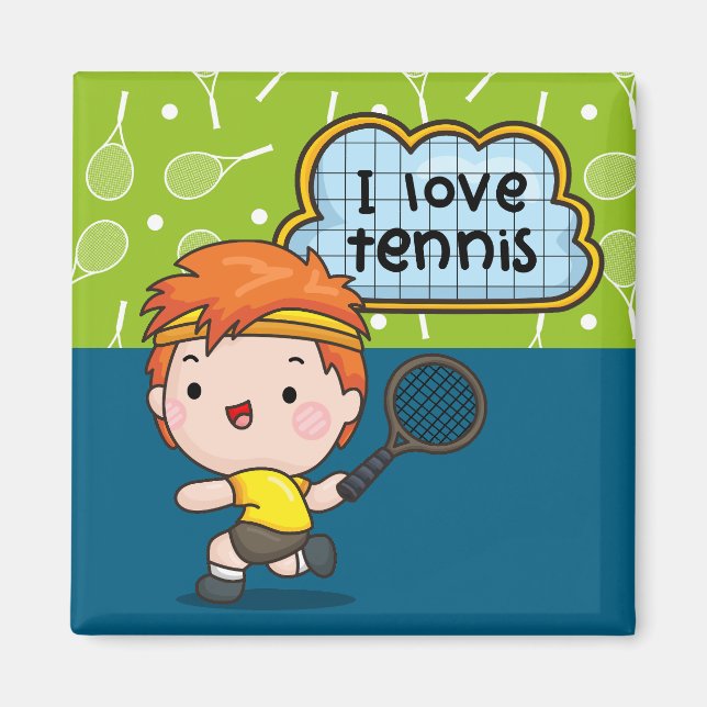 Aimant Tennis Boy joue au tennis (Devant)